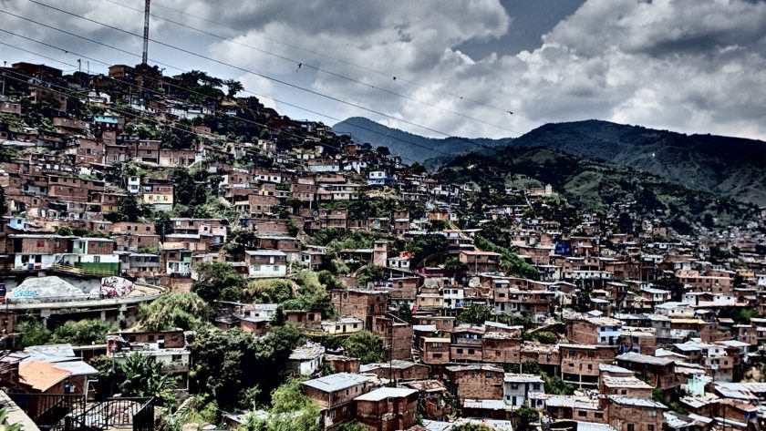 View of the colourful homes covering the mountain