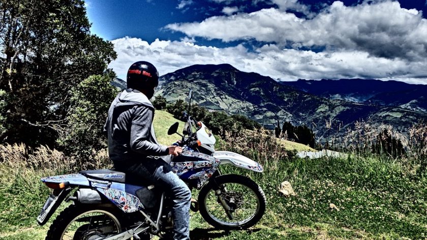 Rhys on the motorbike admiring the awesome views